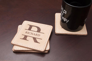 Coasters | Laser Engraved Leather (7 Colors)